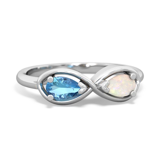 blue topaz-opal infinity ring