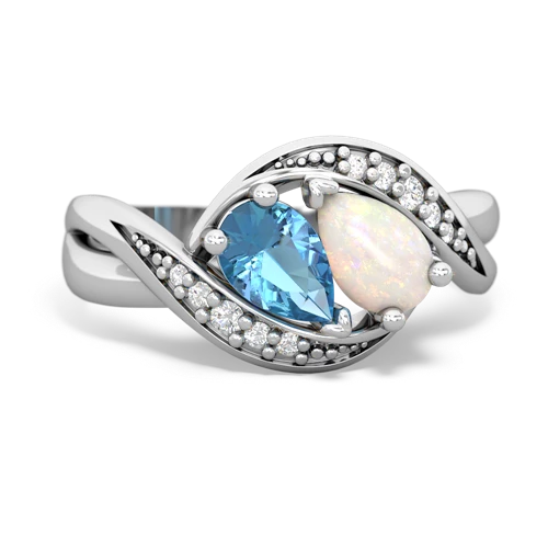 Blue Topaz Genuine Swiss Blue Topaz with Genuine Opal Summer Winds ring Ring