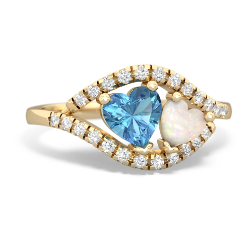 Blue Topaz Genuine Swiss Blue Topaz with Genuine Opal Mother and Child ring Ring
