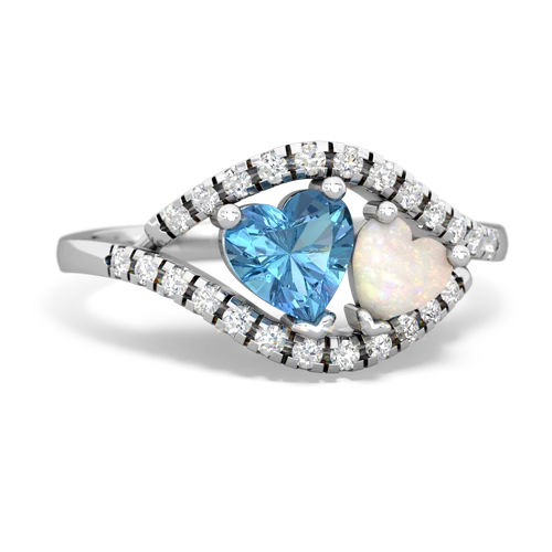 blue topaz-opal mother child ring