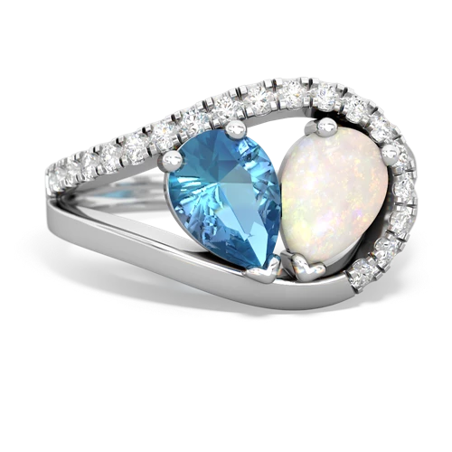 blue topaz-opal pave heart ring