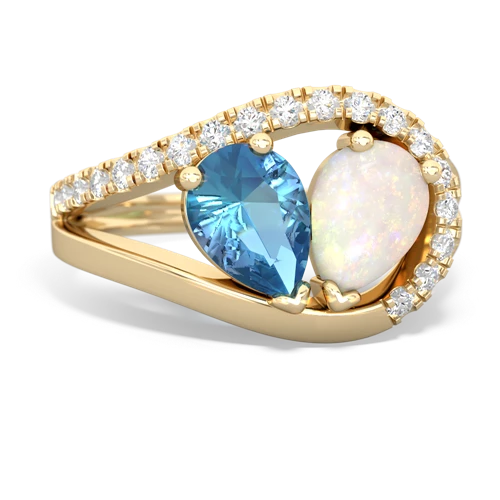 blue topaz-opal pave heart ring