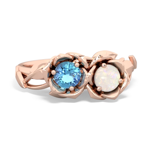 blue topaz-opal roses ring