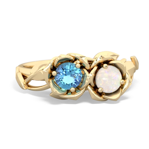 blue topaz-opal roses ring
