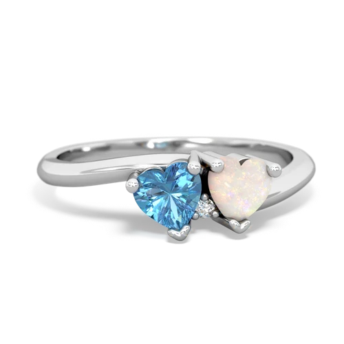 Blue Topaz Genuine Swiss Blue Topaz with Genuine Opal Sweetheart's Promise ring Ring