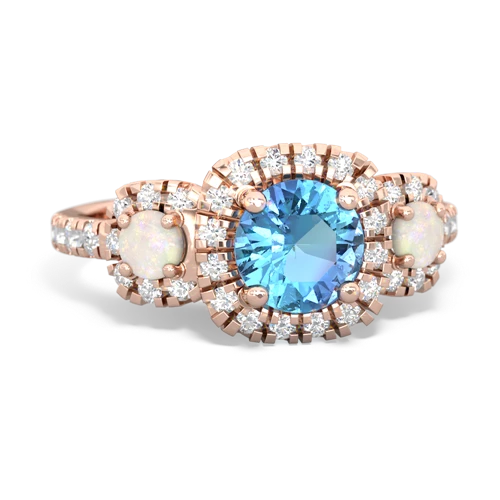 Blue Topaz Genuine Swiss Blue Topaz with Genuine Opal and  Regal Halo ring Ring
