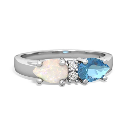 Blue Topaz Genuine Swiss Blue Topaz with Genuine Opal Pear Bowtie ring Ring