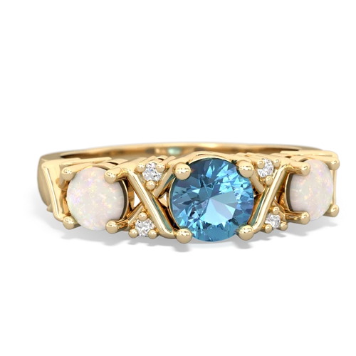 Blue Topaz Genuine Swiss Blue Topaz with Genuine Opal and  Hugs and Kisses ring Ring