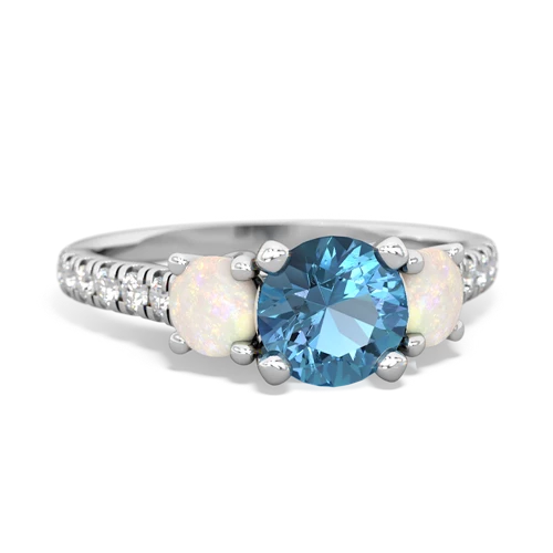 Blue Topaz Genuine Swiss Blue Topaz with Genuine Opal and  Pave Trellis ring Ring
