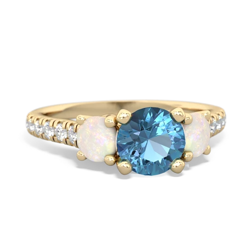 Blue Topaz Genuine Swiss Blue Topaz with Genuine Opal and Genuine Amethyst Pave Trellis ring Ring