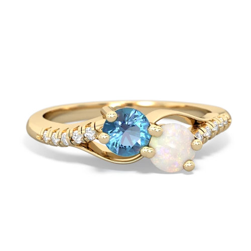 Blue Topaz Genuine Swiss Blue Topaz with Genuine Opal Two Stone Infinity ring Ring