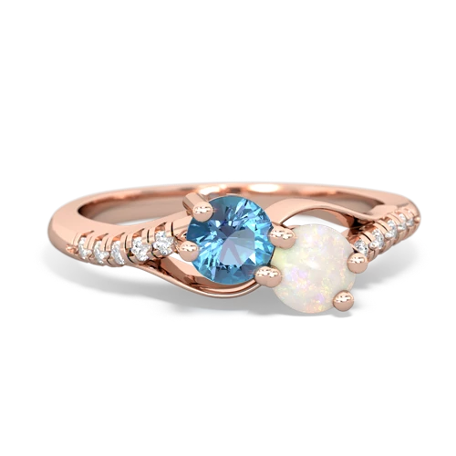 blue topaz-opal two stone infinity ring
