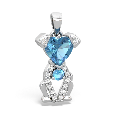 blue topaz birthstone puppy pendant