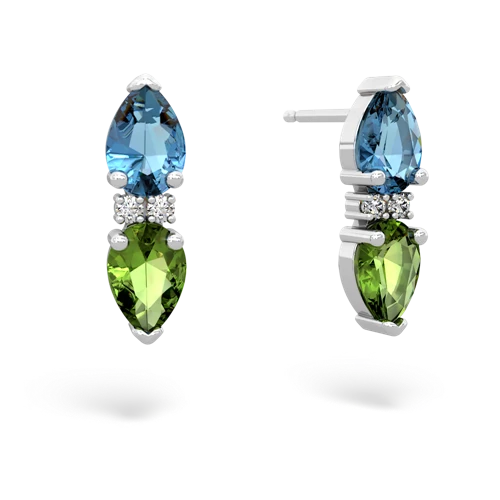 blue topaz-peridot bowtie earrings