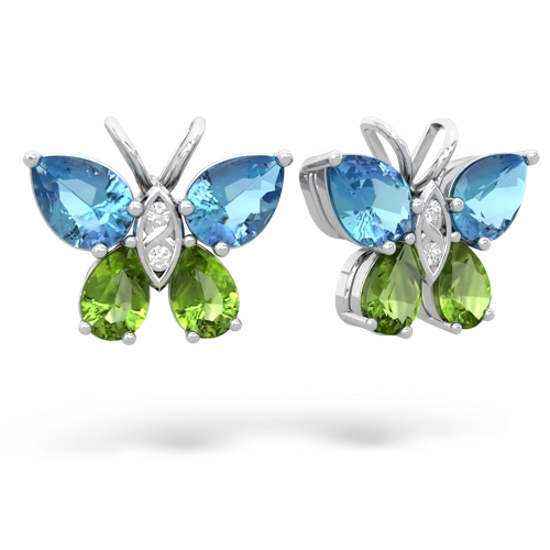 blue topaz-peridot butterfly earrings