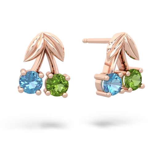 blue topaz-peridot cherries earrings