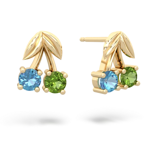 blue topaz-peridot cherries earrings