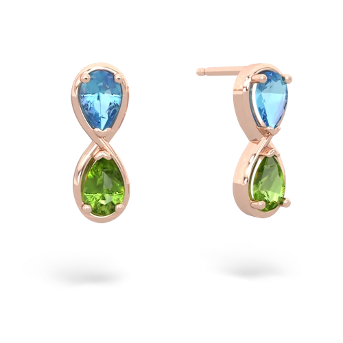 blue topaz-peridot infinity earrings