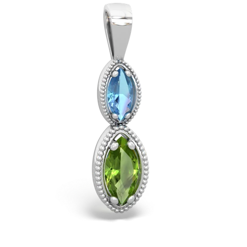 blue topaz-peridot antique milgrain pendant