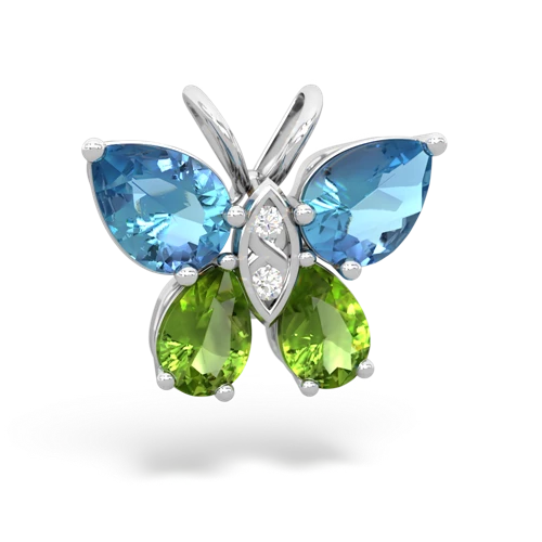blue topaz-peridot butterfly pendant