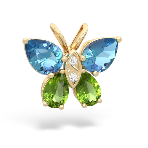blue topaz-peridot butterfly pendant