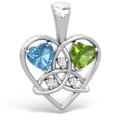 blue topaz-peridot celtic heart pendant