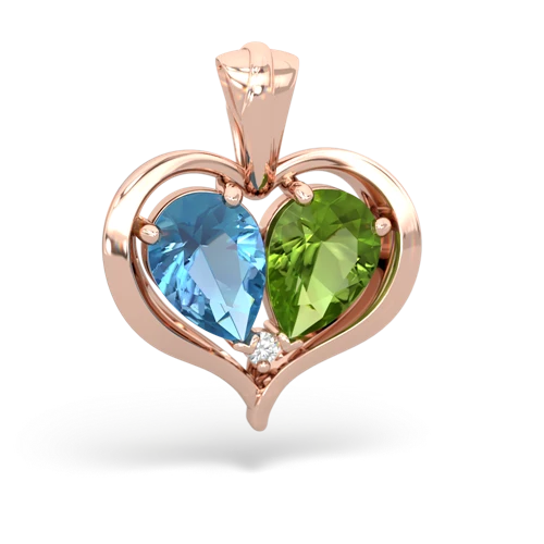 blue topaz-peridot half heart whole pendant