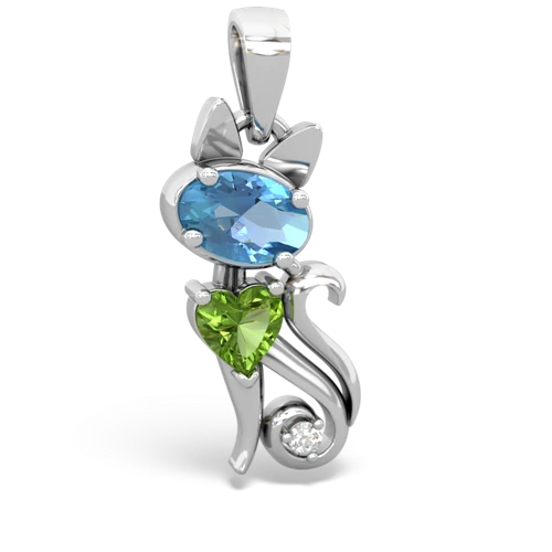 blue topaz-peridot kitten pendant