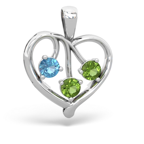 Blue Topaz Genuine Swiss Blue Topaz with Genuine Peridot and Genuine Emerald Glowing Heart pendant Pendant