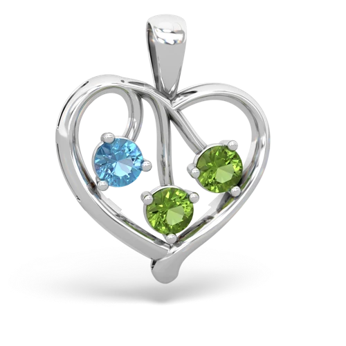 blue topaz-peridot love heart pendant