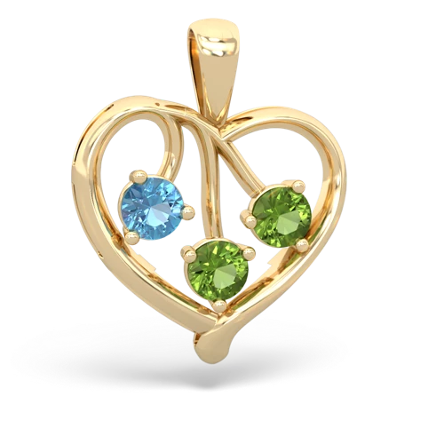 blue topaz-peridot love heart pendant