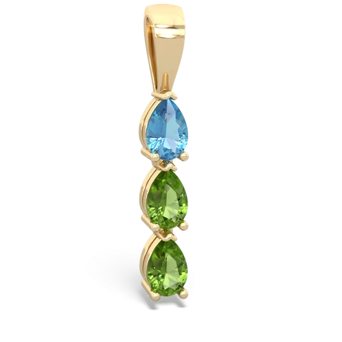 Blue Topaz Genuine Swiss Blue Topaz with Genuine Peridot and Genuine Emerald Three Stone pendant Pendant