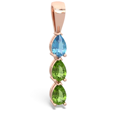 blue topaz-peridot three stone pendant