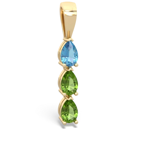 blue topaz-peridot three stone pendant