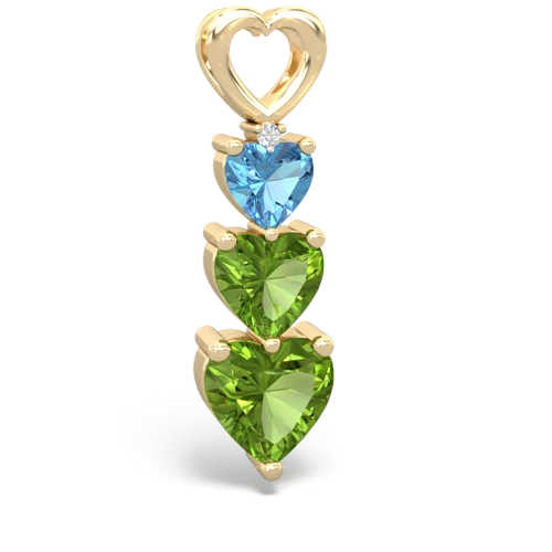 Blue Topaz Genuine Swiss Blue Topaz with Genuine Peridot and Genuine London Blue Topaz Past Present Future pendant Pendant