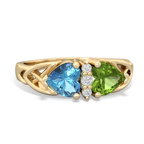 blue topaz-peridot celtic ring