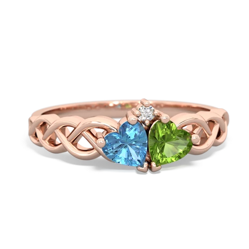 blue topaz-peridot celtic braid ring