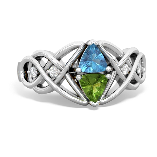 blue topaz-peridot celtic knot ring