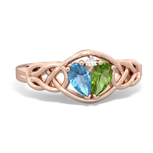 blue topaz-peridot celtic knot ring