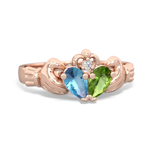 blue topaz-peridot claddagh ring