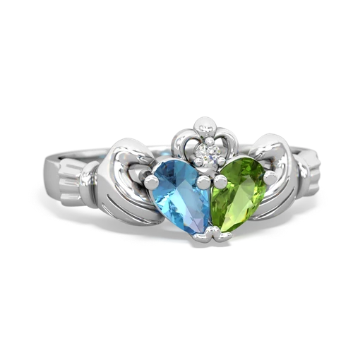 blue topaz-peridot claddagh ring