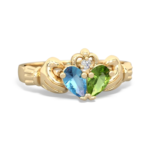 blue topaz-peridot claddagh ring