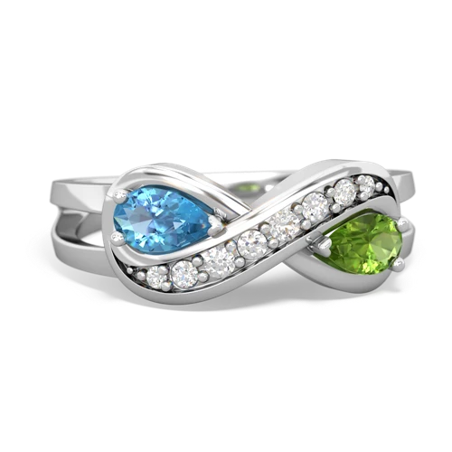 blue topaz-peridot diamond infinity ring