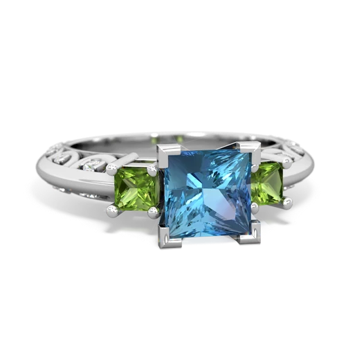 blue topaz-peridot engagement ring