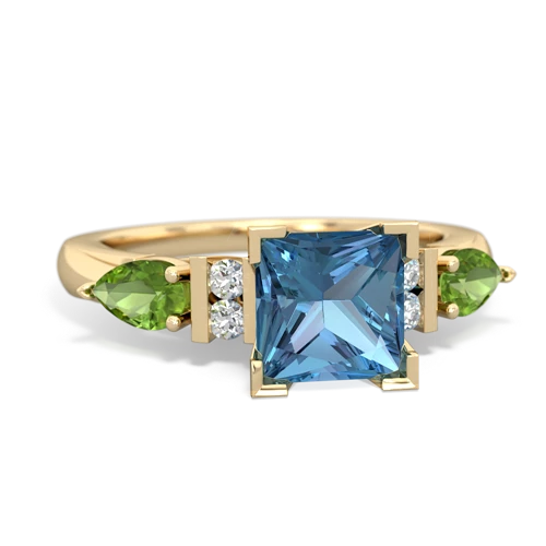 Blue Topaz Genuine Swiss Blue Topaz with Genuine Peridot and Lab Created Alexandrite Engagement ring Ring