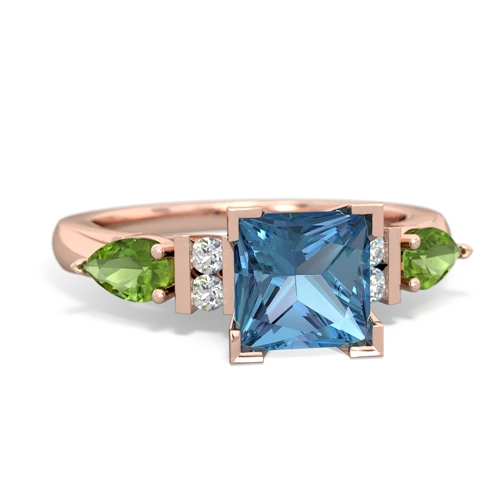 blue topaz-peridot engagement ring