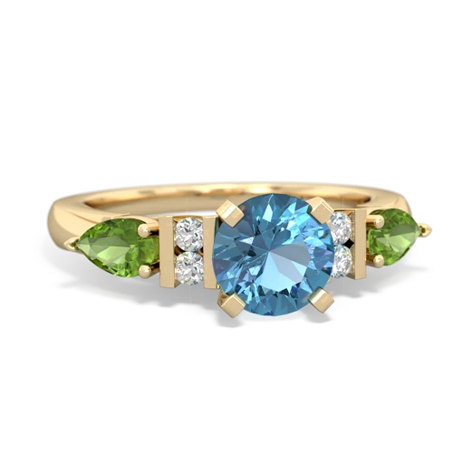 Blue Topaz Genuine Swiss Blue Topaz with Genuine Peridot and Genuine Emerald Engagement ring Ring