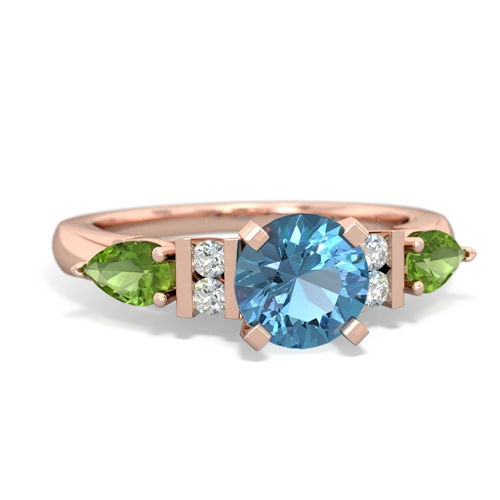 blue topaz-peridot engagement ring