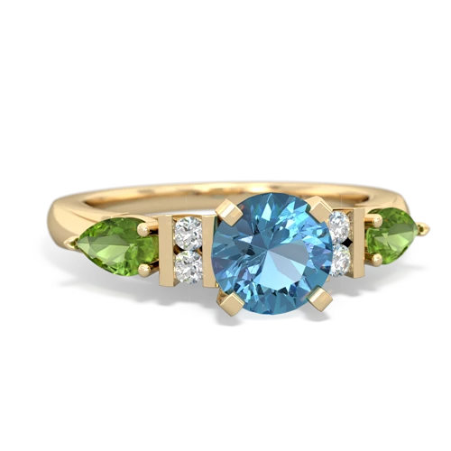 blue topaz-peridot engagement ring