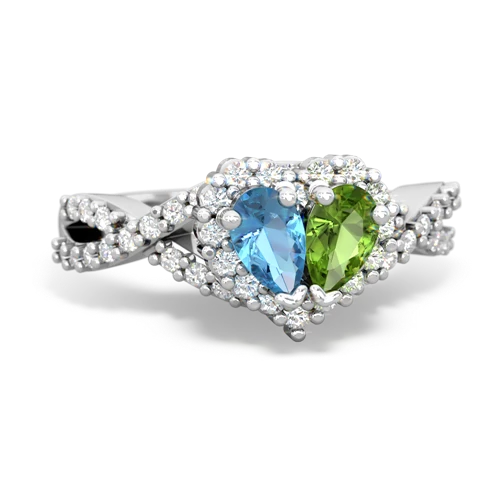 blue topaz-peridot engagement ring